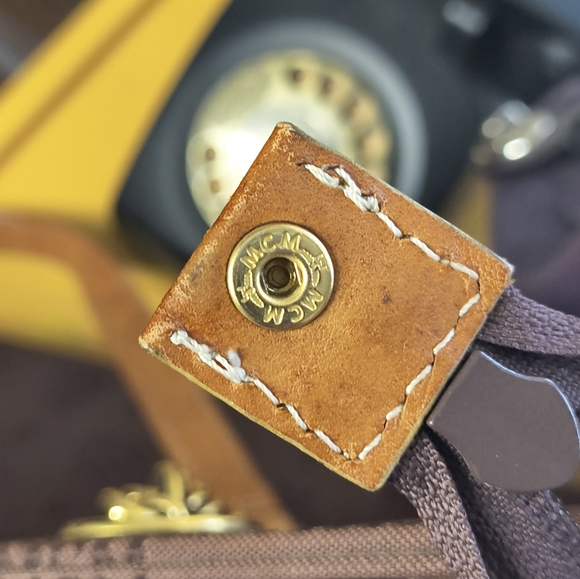 MCM Visetos Brown Coated Canvas Chain Tote Bag | Gold Hardware | Authentic - Picture 9 of 11